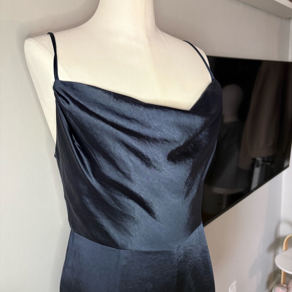 12 Rue Colette Midnight Navy Satin Jumpsuit Size L - Picture 5 of 14